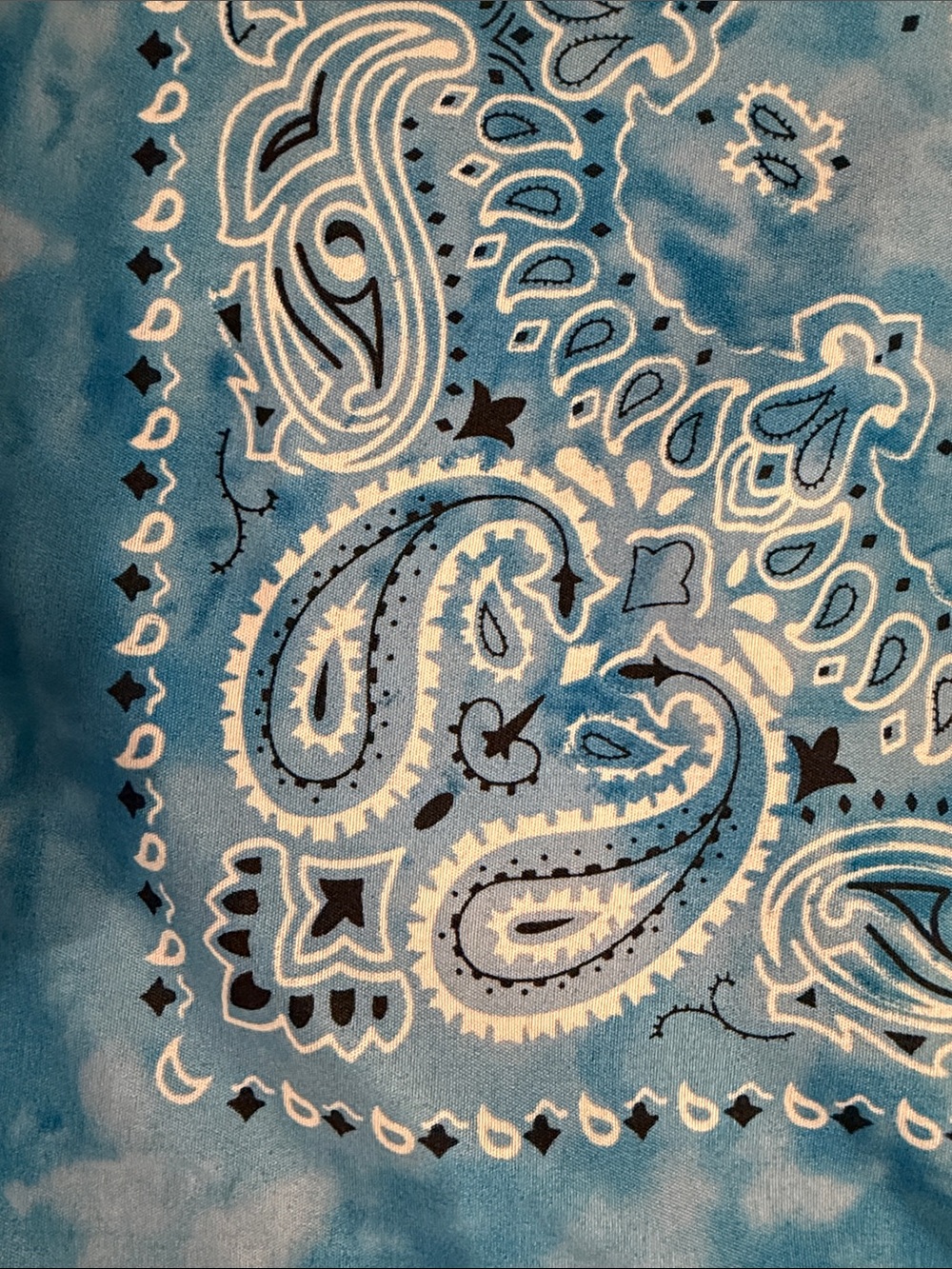 Blue tie-dye bandana "Chambray Blue" paisley print- one size - Picture 3 of 5